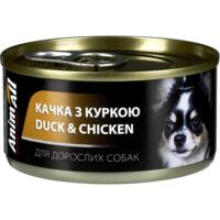 Влажный корм для собак AnimAll утка с курицей в нежном желе 85 г