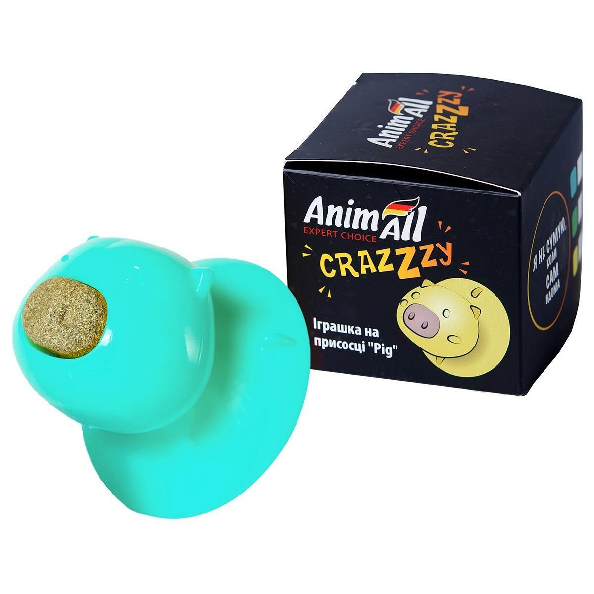 Іграшка для котів на присосці AnimAll GrizZzly Pig синяфото1