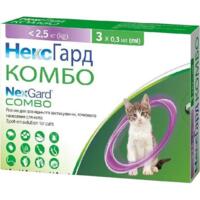 Капли на холку для кошек Нексгард Комбо от блох и клещей до 2.5 кг