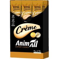 Кремовые лакомства для кошек AnimAll со вкусом курицы с креветками 6 х 15 г