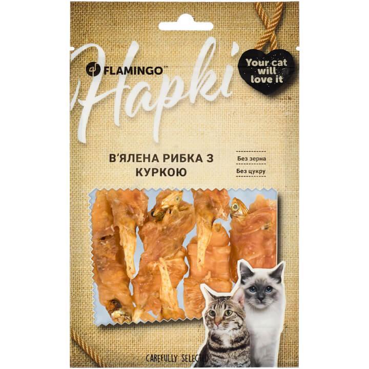 Лакомства для кошек Flamingo вяленая рыбка с курицей 50 г фото 1