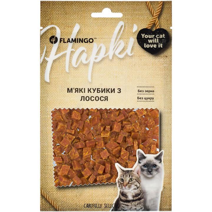 Лакомства для кошек Flamingo мягкие кубики с лососем 50 г фото 1