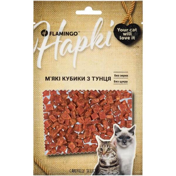 Лакомства для кошек Flamingo мягкие кубики с тунцом 50 г