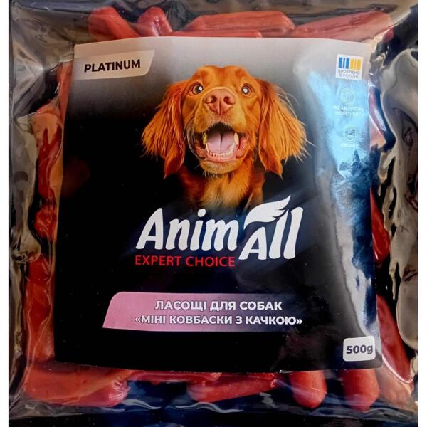 

Лакомства для собак AnimAll Platinum мини колбаски с уткой 500 г