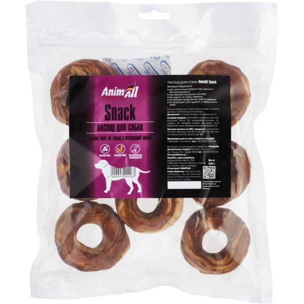 

Лакомства для собак AnimAll Snack утиное филе на кольце из прессованной кожи 500 г