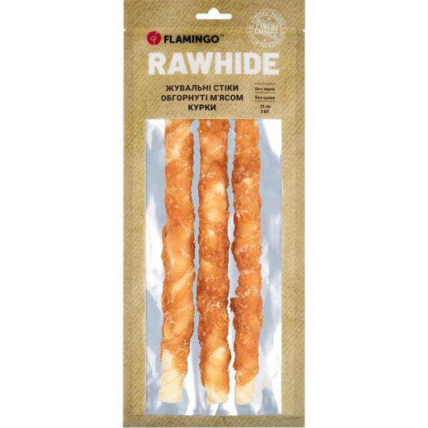 

Лакомства для собак Flamingo с мясом курицы 30 мм 25 см 3 шт 240 г