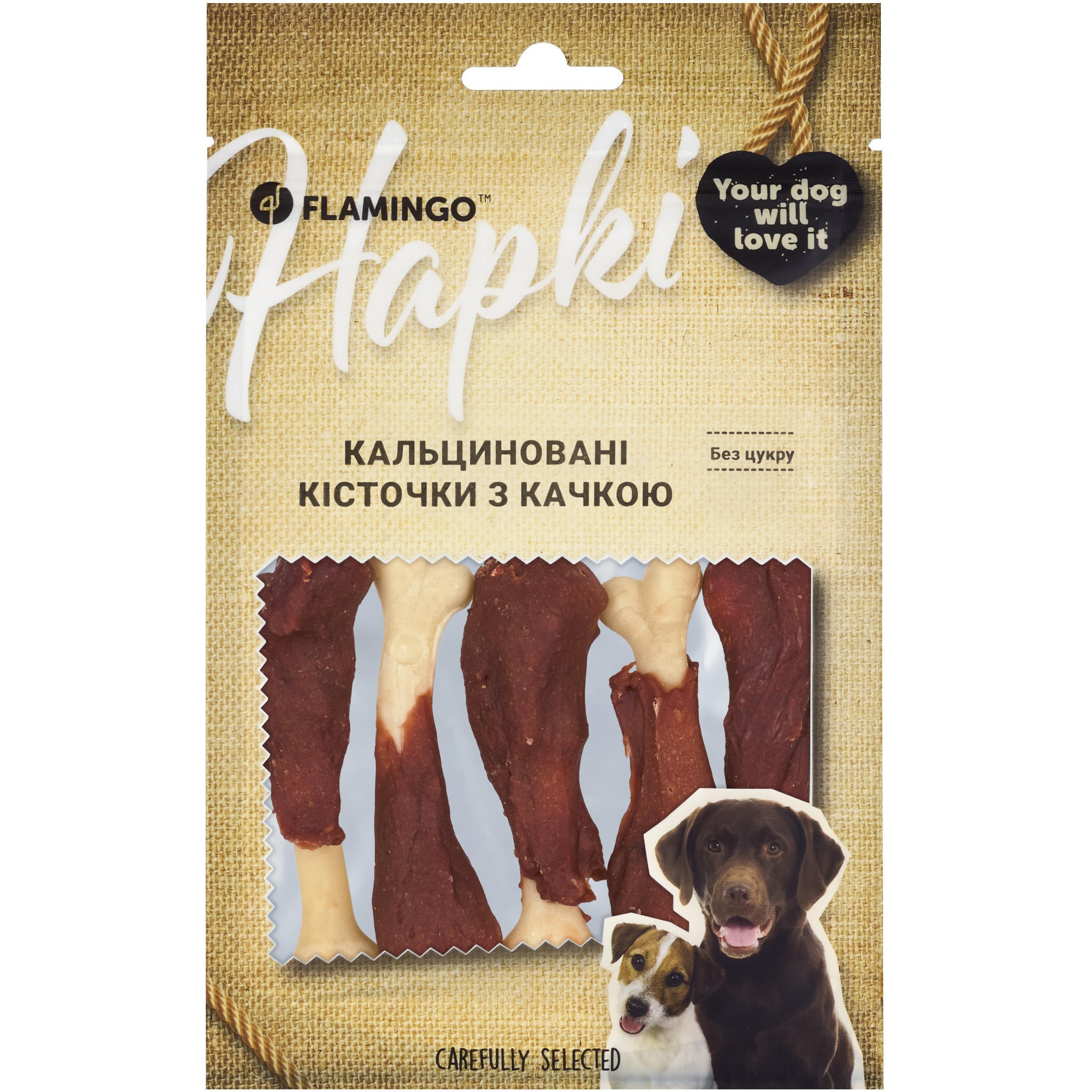 Ласощі для собак Flamingo кальциновані кісточки з качкою 75 гфото1