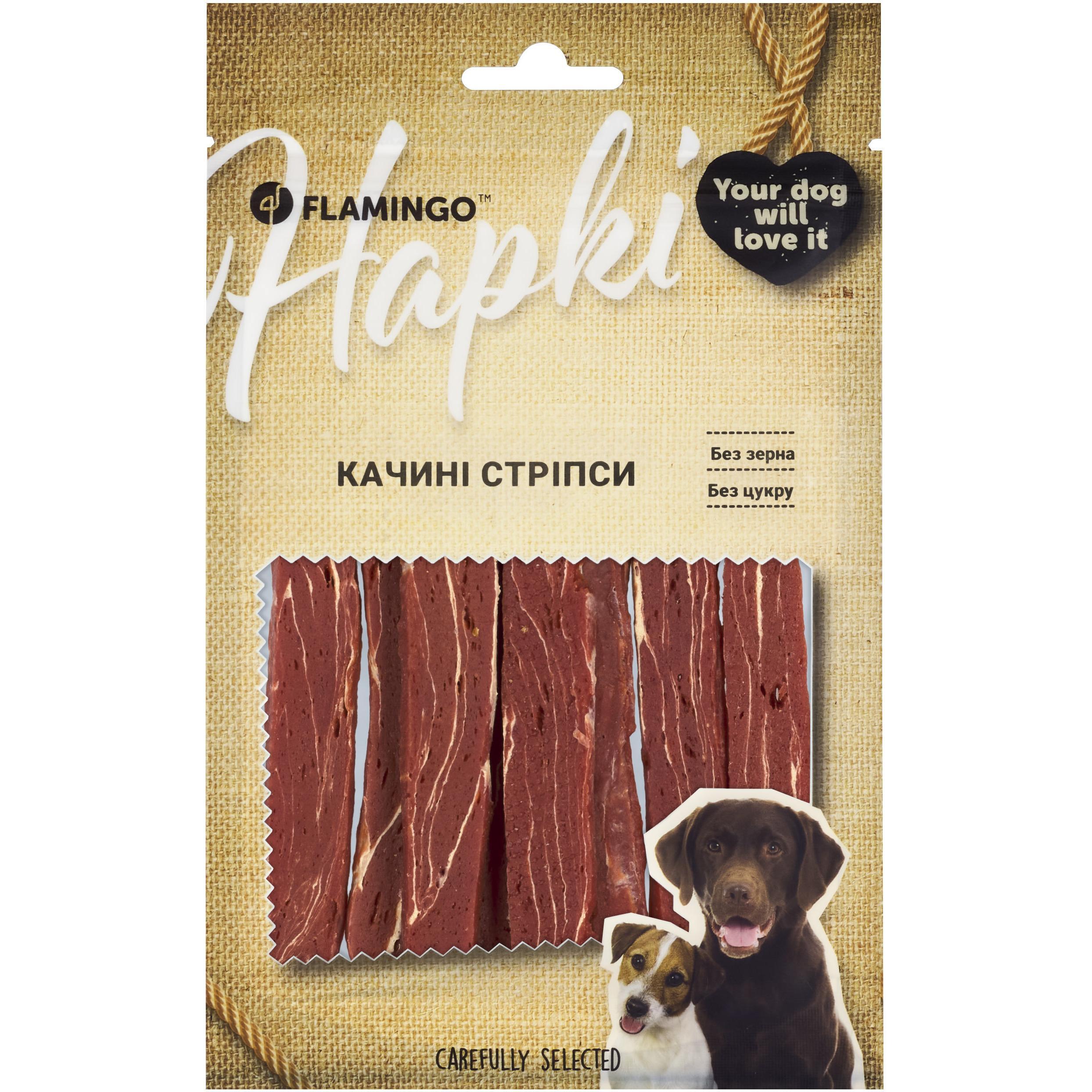 Ласощі для собак Flamingo качині стріпси 75 гфото1