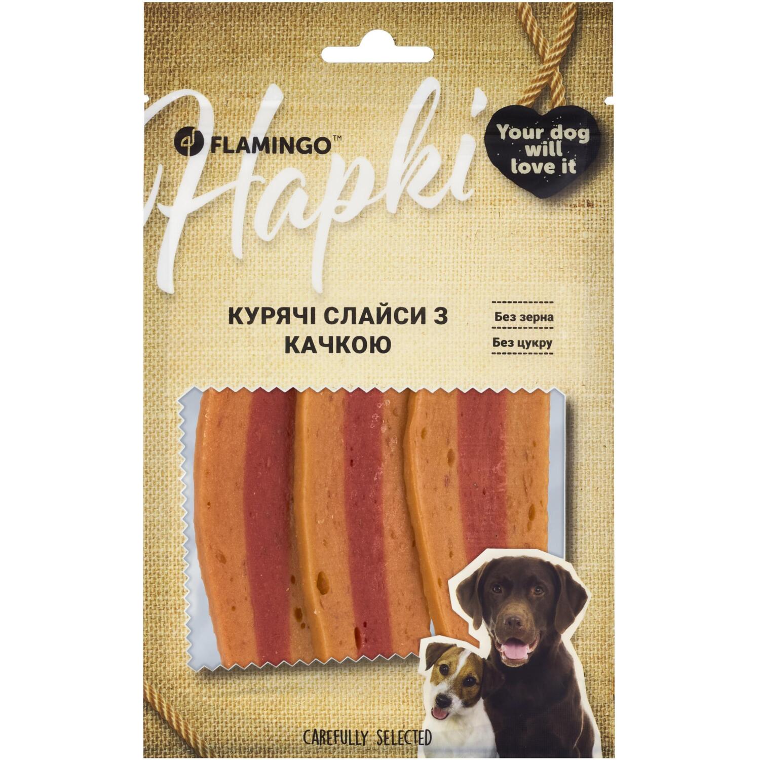 Лакомства для собак Flamingo куриные слайсы с уткой 75 г фото 