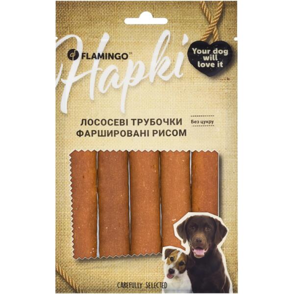

Лакомства для собак Flamingo лососевые трубочки, фаршированные рисом 75 г