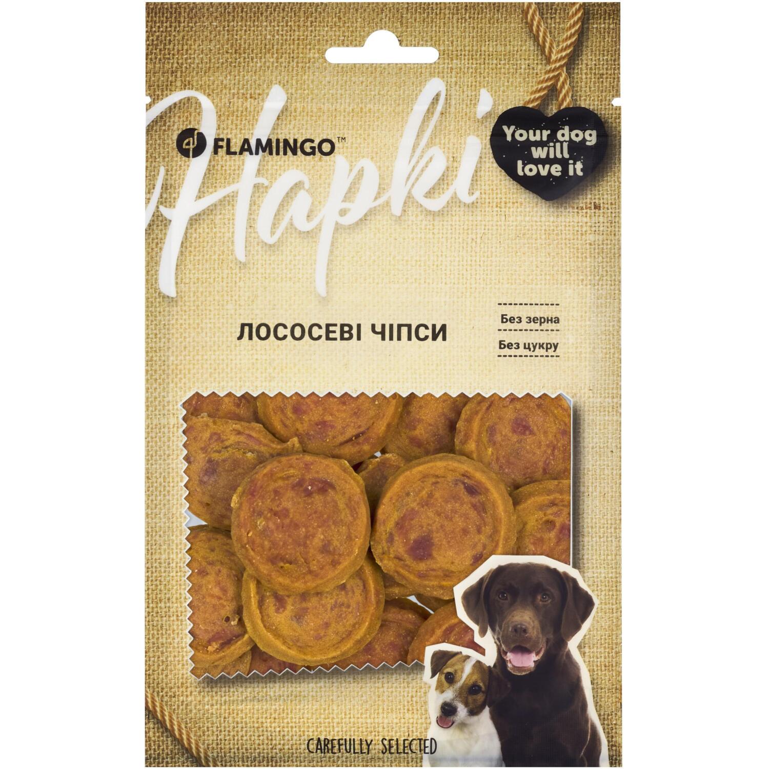 Лакомства для собак Flamingo лососевые чипсы 75 г фото 