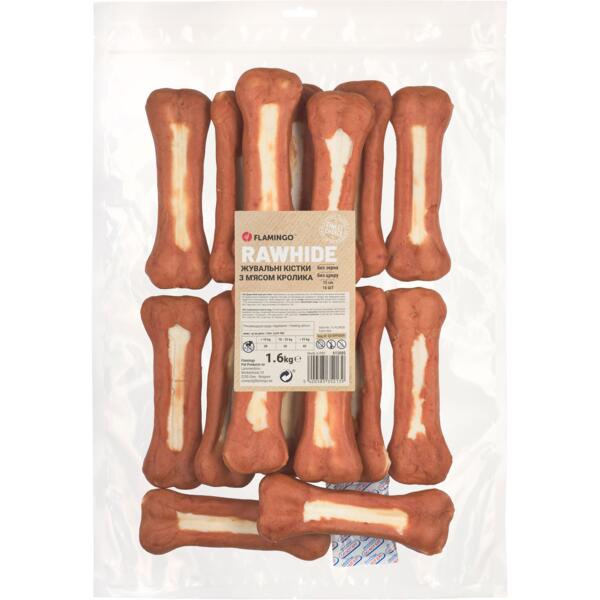 

Лакомства жевательные кости для собак Flamingo с мясом кролика 15 см 16 шт 1.6 кг