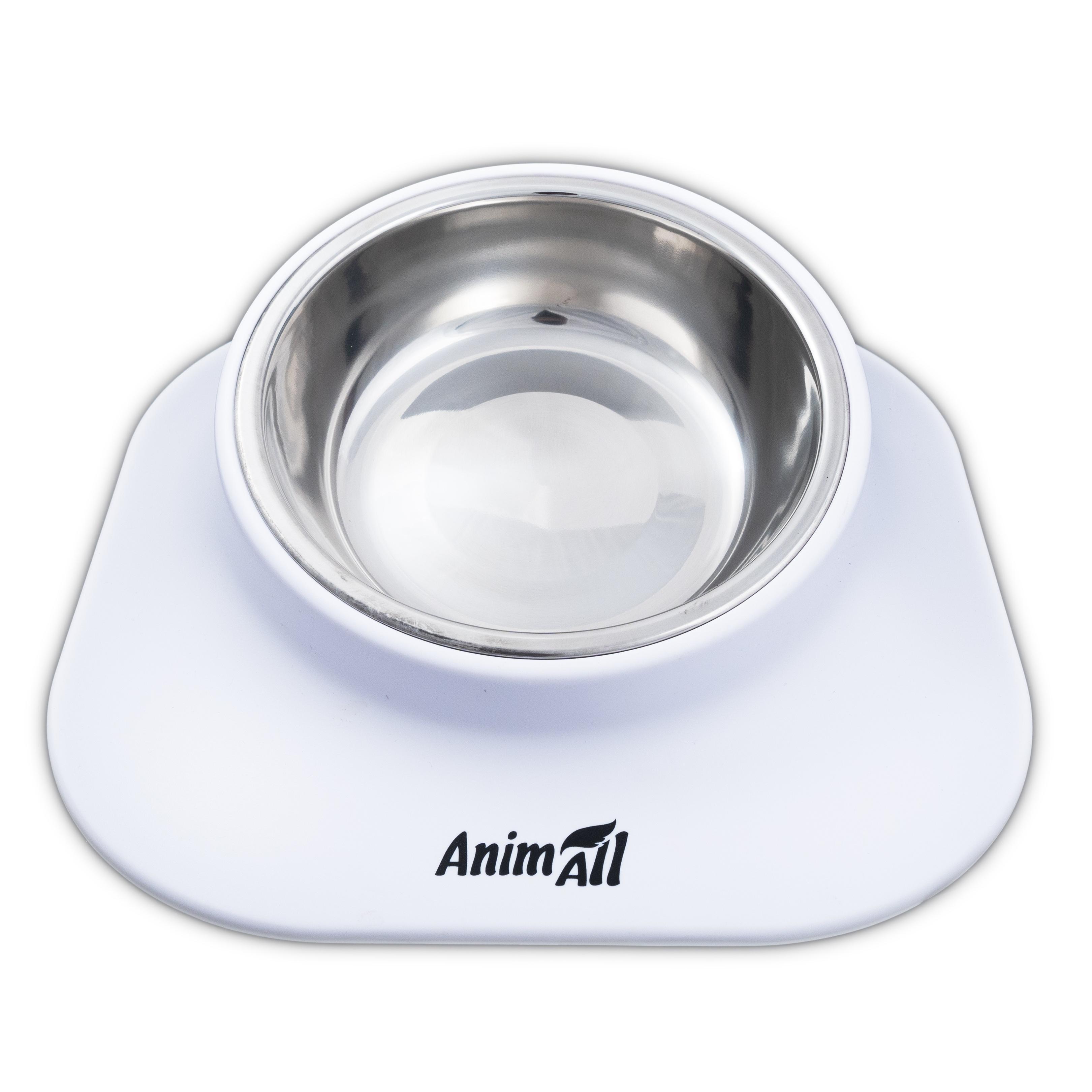 Миска AnimAll металлическая белая 420 мл на подставке фото 1