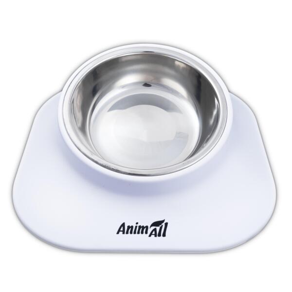 

Миска AnimAll металлическая белая 420 мл на подставке