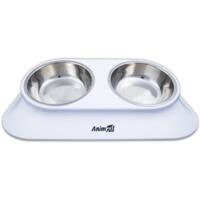 Миска AnimAll металлическая белая двойная 420 мл на подставке