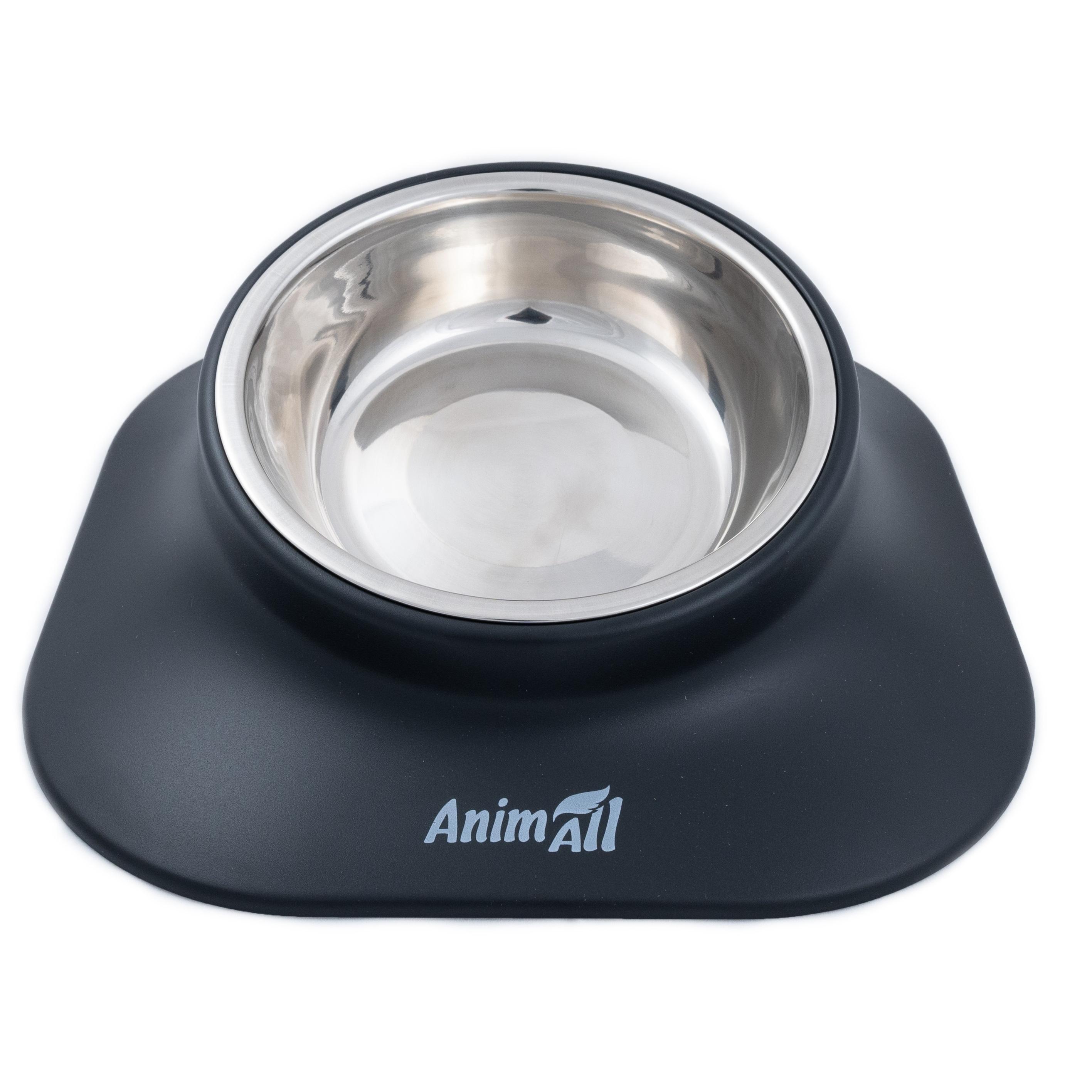 Миска AnimAll металева чорна 420 мл на підставціфото1