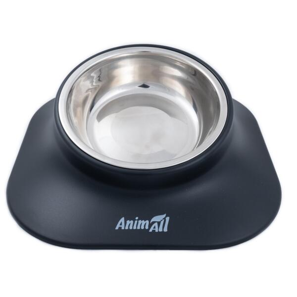

Миска AnimAll металлическая черная 420 мл на подставке