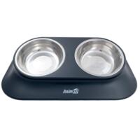 Миска AnimAll металлическая черная двойная 420 мл на подставке
