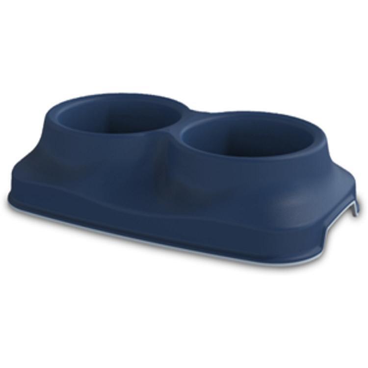 Миска пластиковая двойная Irak Plastik по 0.4 л синяя PT-260 фото