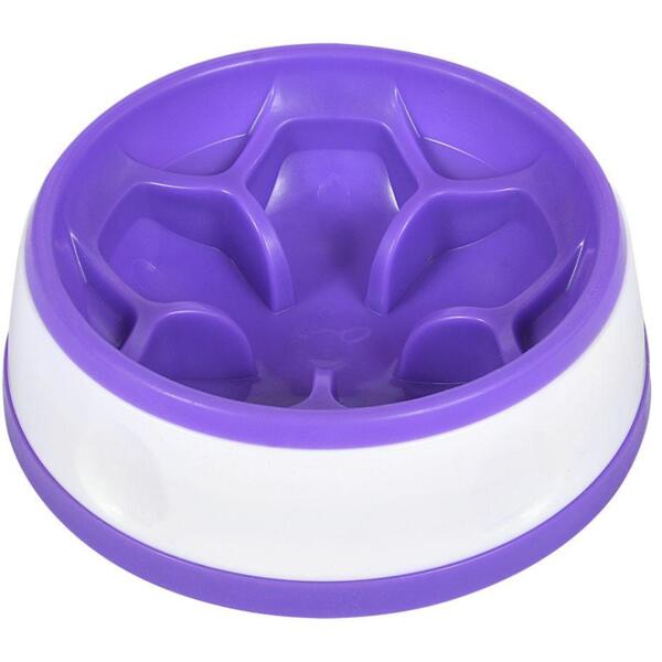 Миска-цветок для собак AnimAll круглая для медленного питания 300 мл лавандовая/белая
