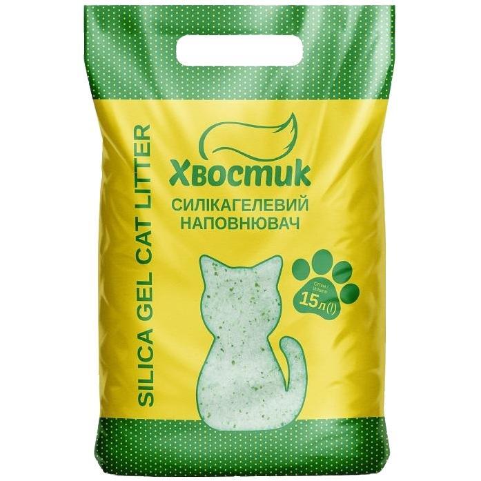 Наполнитель Хвостик силикагель мелкий с зелеными гранулами 15 л фото 1