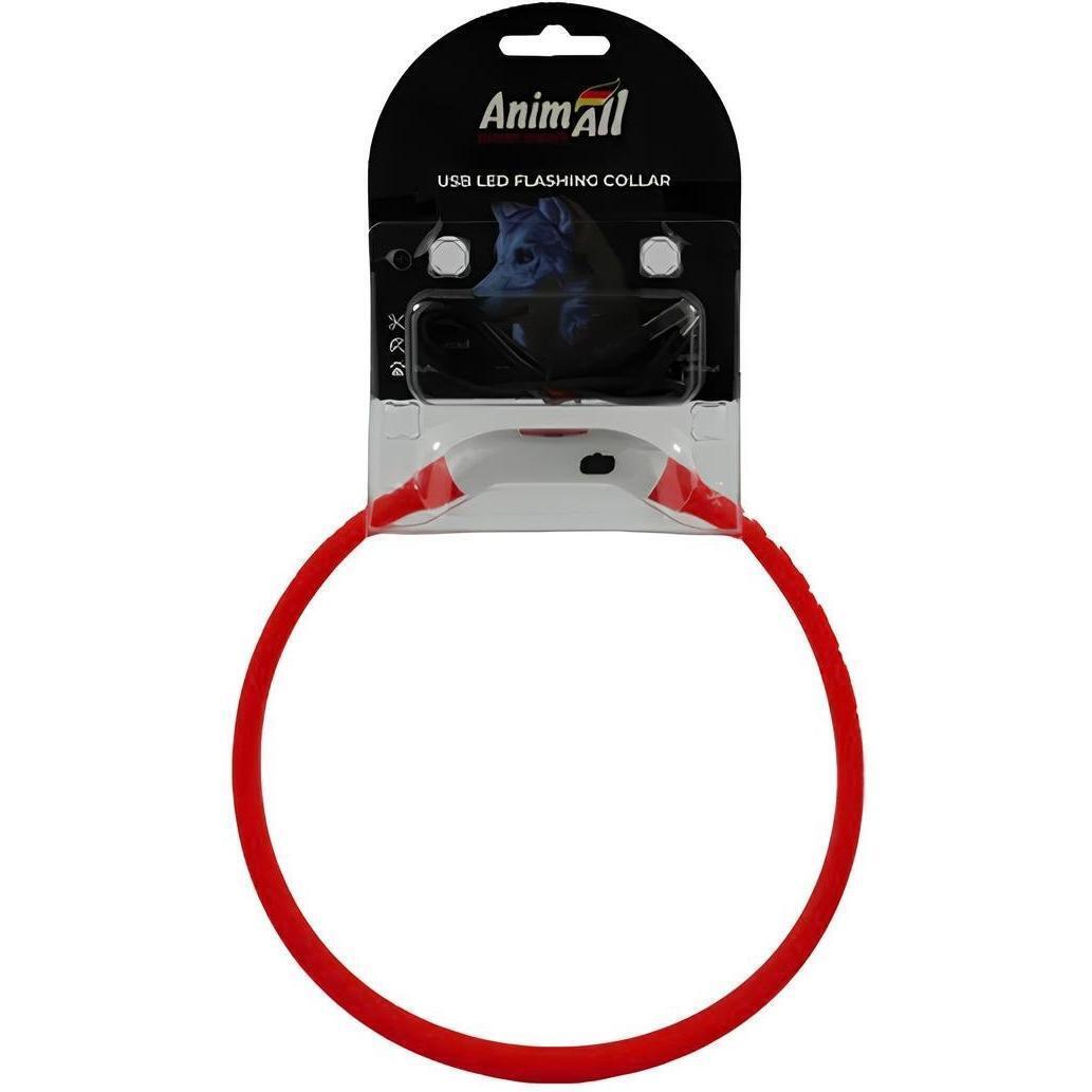 Ошейник AnimAll LED-S 40 см красный с подзарядкой USB фото 1