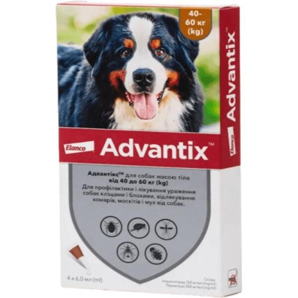 

Противопаразитарные капли для собак 40-60 кг Bayer Advantix XXL 6 мл 4 капли