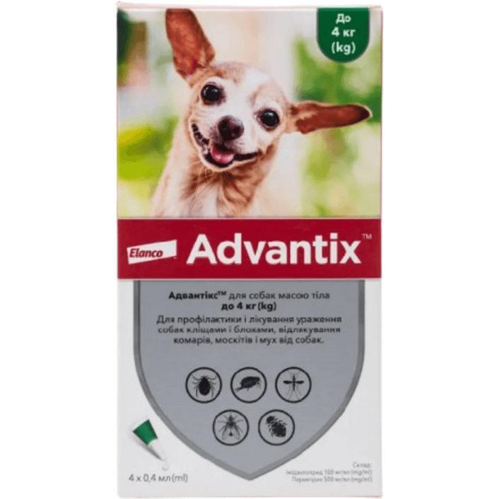 Протипаразитарні краплі для собак до 4 кг Bayer Advantix 0,4 мл 4 Крапліфото1