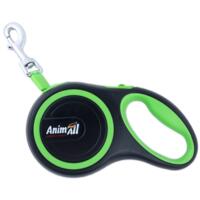 Рулетка-поводок AnimAll до 15 кг/3 метра S салатово-черный