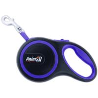 Рулетка-поводок AnimAll до 15 кг/3 метра S фиолетово-черный
