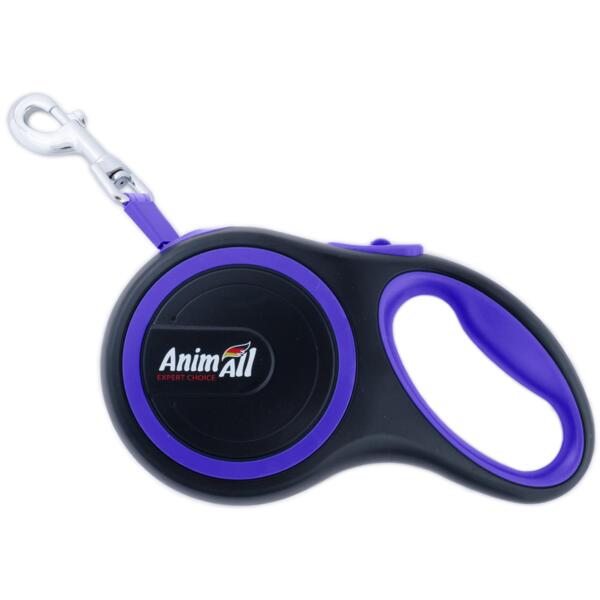 

Рулетка-поводок AnimAll до 25 кг/5 метров М фиолетово-черный