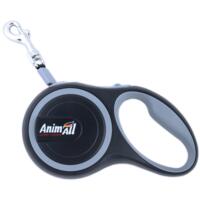 Рулетка-поводок AnimAll до 50 кг/5 метров L серо-черный
