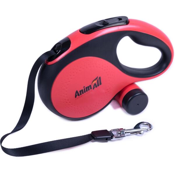 

Рулетка-поводок AnimAll с диспенсером S до 15 кг/3 метров красная MS7016-B