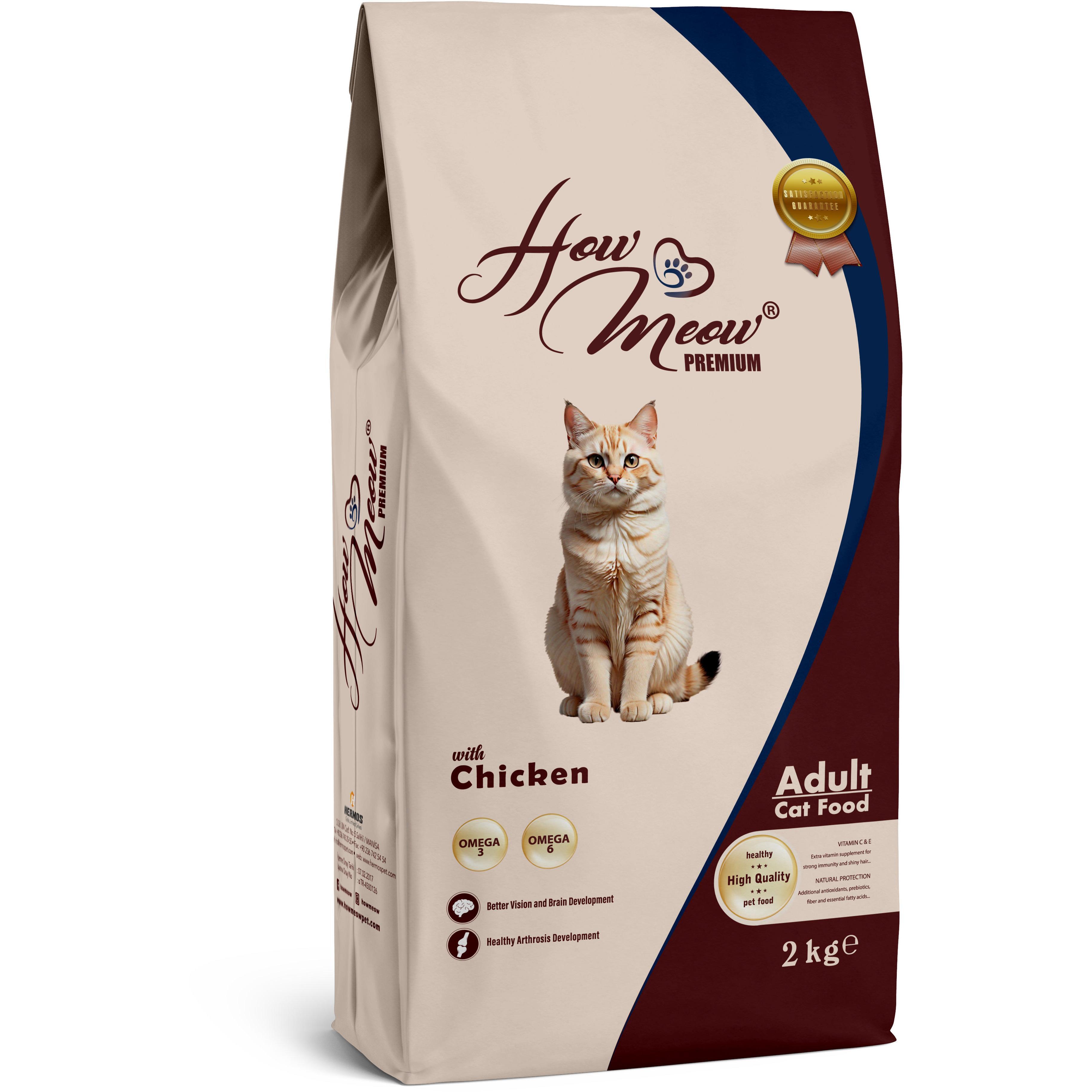 Сухой корм для взрослых кошек How Meow Adult Cat с курицей 2 кг фото 1