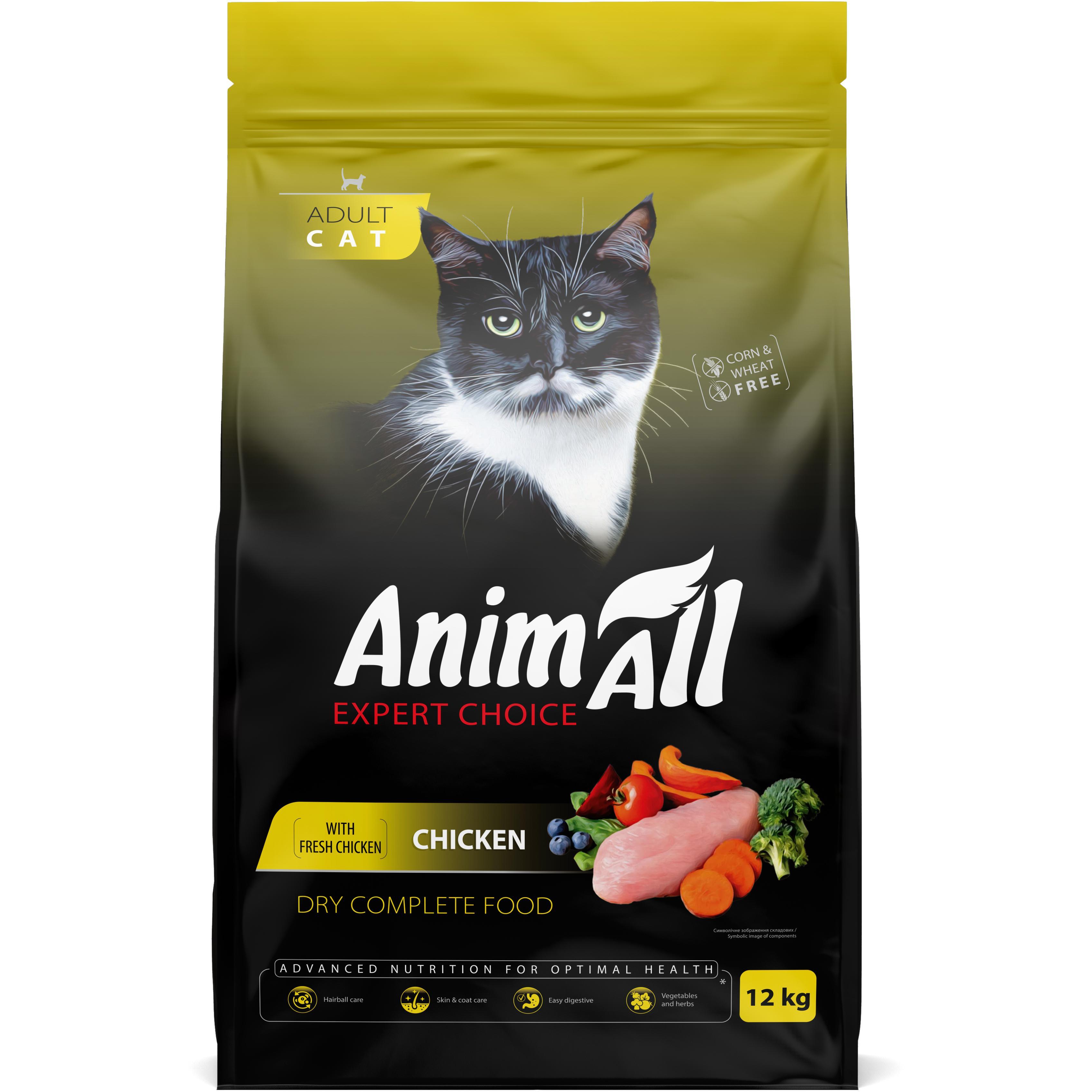 Сухой корм для кошек AnimAll полнорационный со свежей курицей 12 кг фото 1