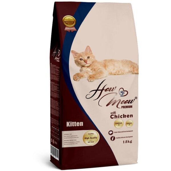 

Сухой корм для котят How Meow Adult Kitten с курицей 15 кг