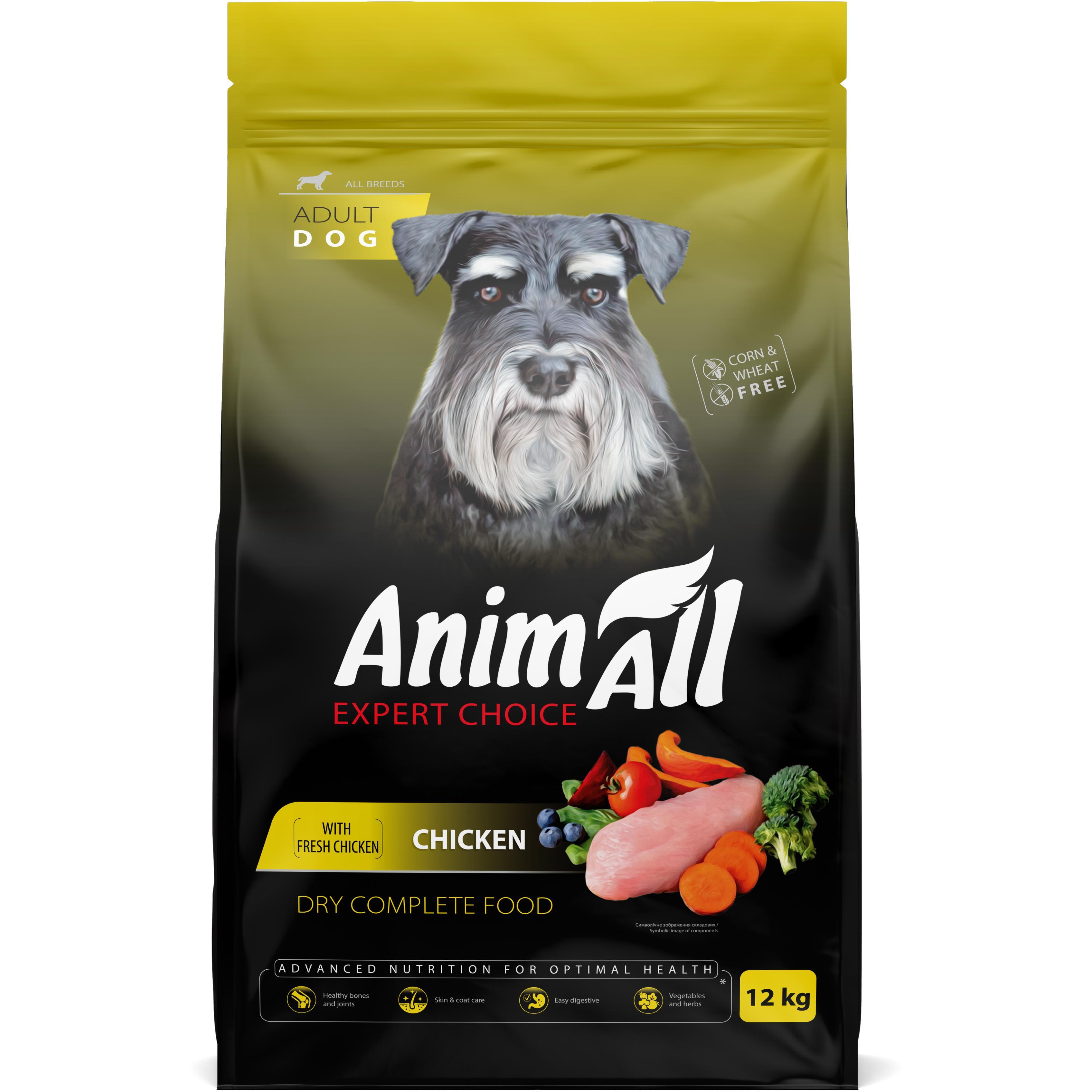 Сухой корм для собак AnimAll полнорационный со свежей курицей 12 кг фото 1