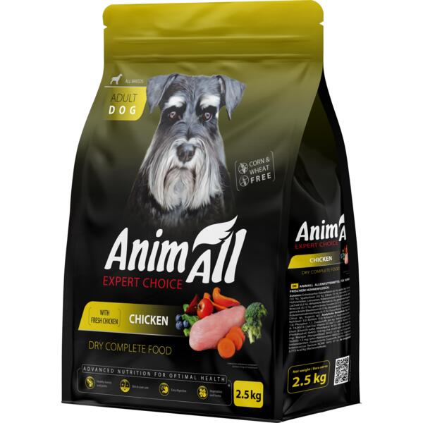 

Сухой корм для собак AnimAll полнорационный со свежей курицей 2,5 кг
