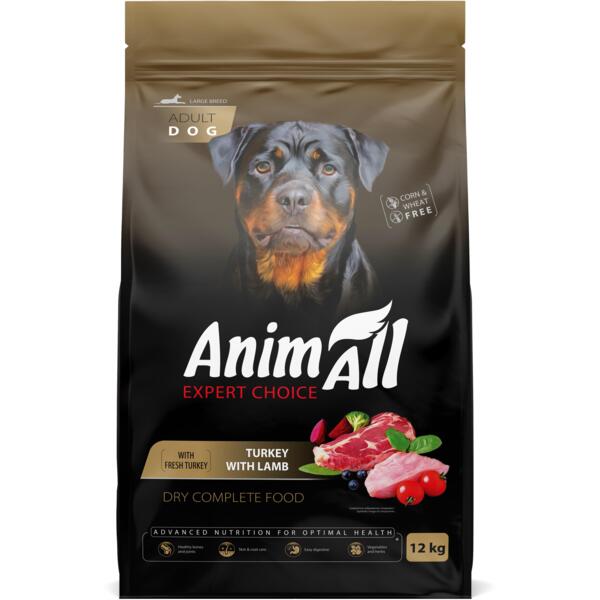 

Сухой корм для собак крупных пород AnimAll полнорационный со свежей индейкой и ягненком 12 кг