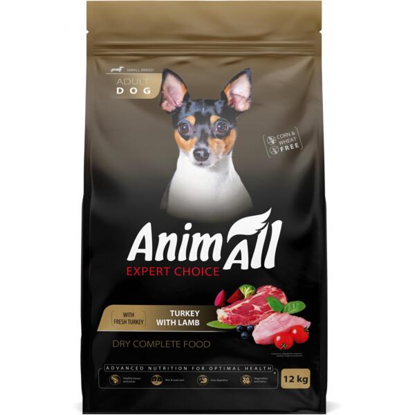 

Сухой корм для собак малых пород AnimAll полнорационный со свежей индейкой и ягненком 12 кг