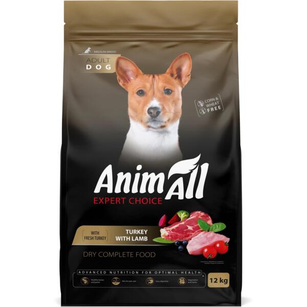 

Сухой корм для собак средних пород AnimAll полнорационный со свежей индейкой и ягненком 12 кг