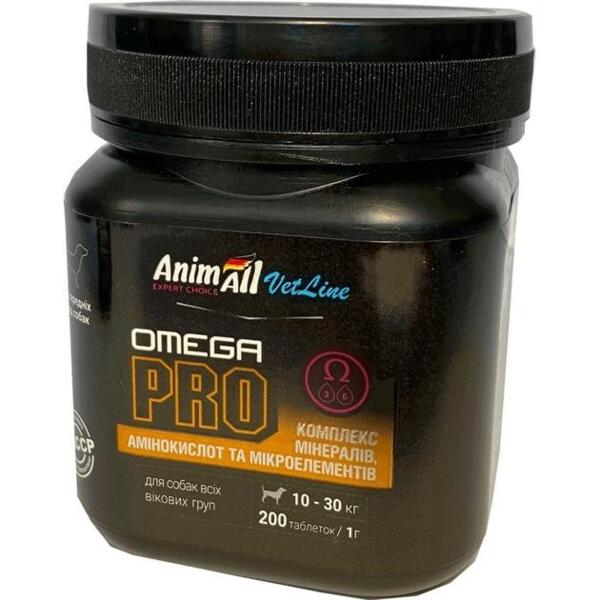 Таблетки для средних пород собак AnimAll VetLine Omega PRO 1 г х 200 таб
