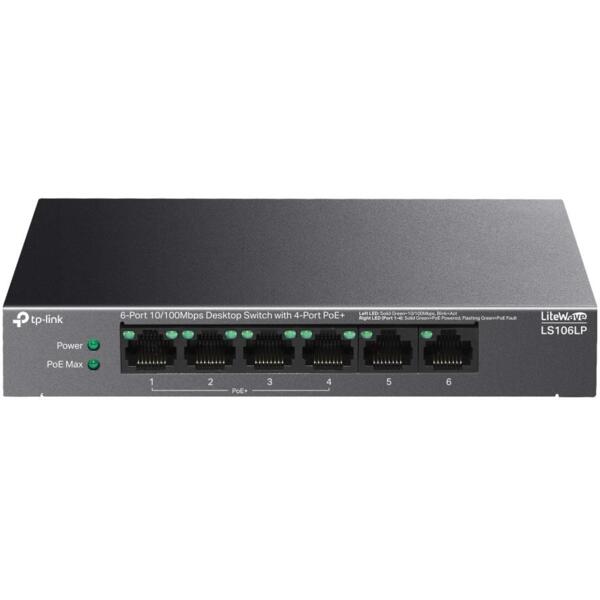 

Коммутатор TP-LINK LS106LP 6xFE (4xPoE), 41 Вт (LS106LP)
