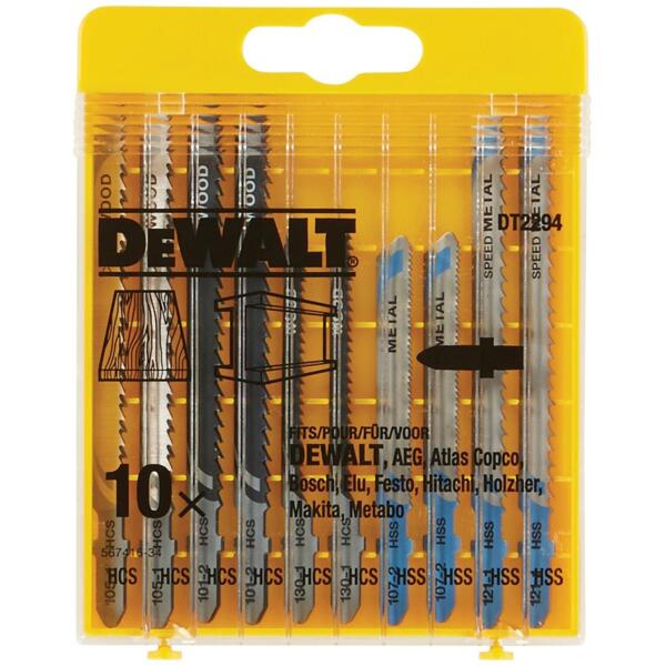 

Полотно пилочное для электролобзика DeWalt по дереву и металлу, набор 10шт