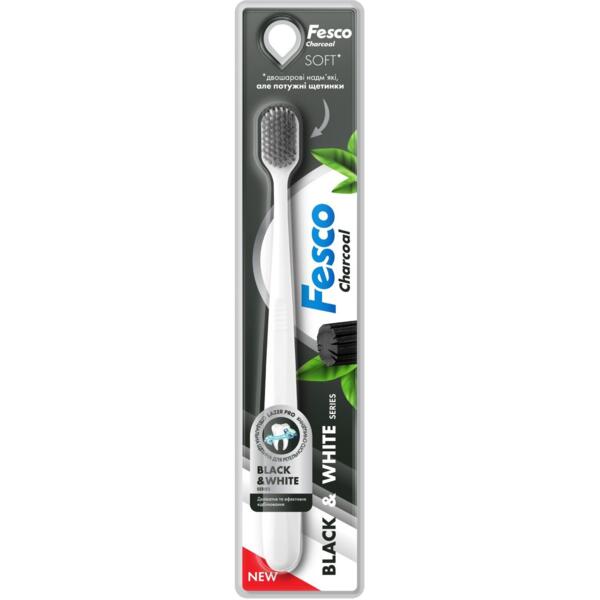 Зубная щетка Fesco Black and White Series Soft белая