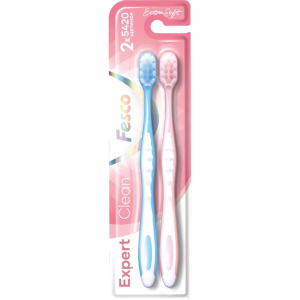 Зубная щетка Fesco Expert Clean розовая голубая 2 шт