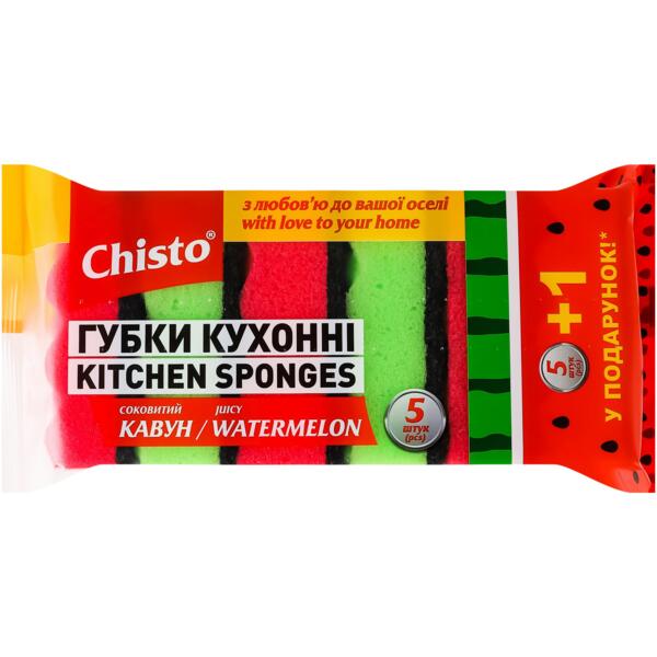 Губка кухонная Chisto Арбуз 5+1 шт