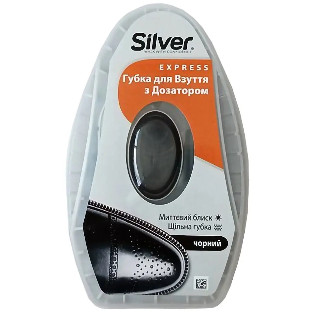 Губка-блеск для обуви Silver с дозатором 6 мл черная фото1