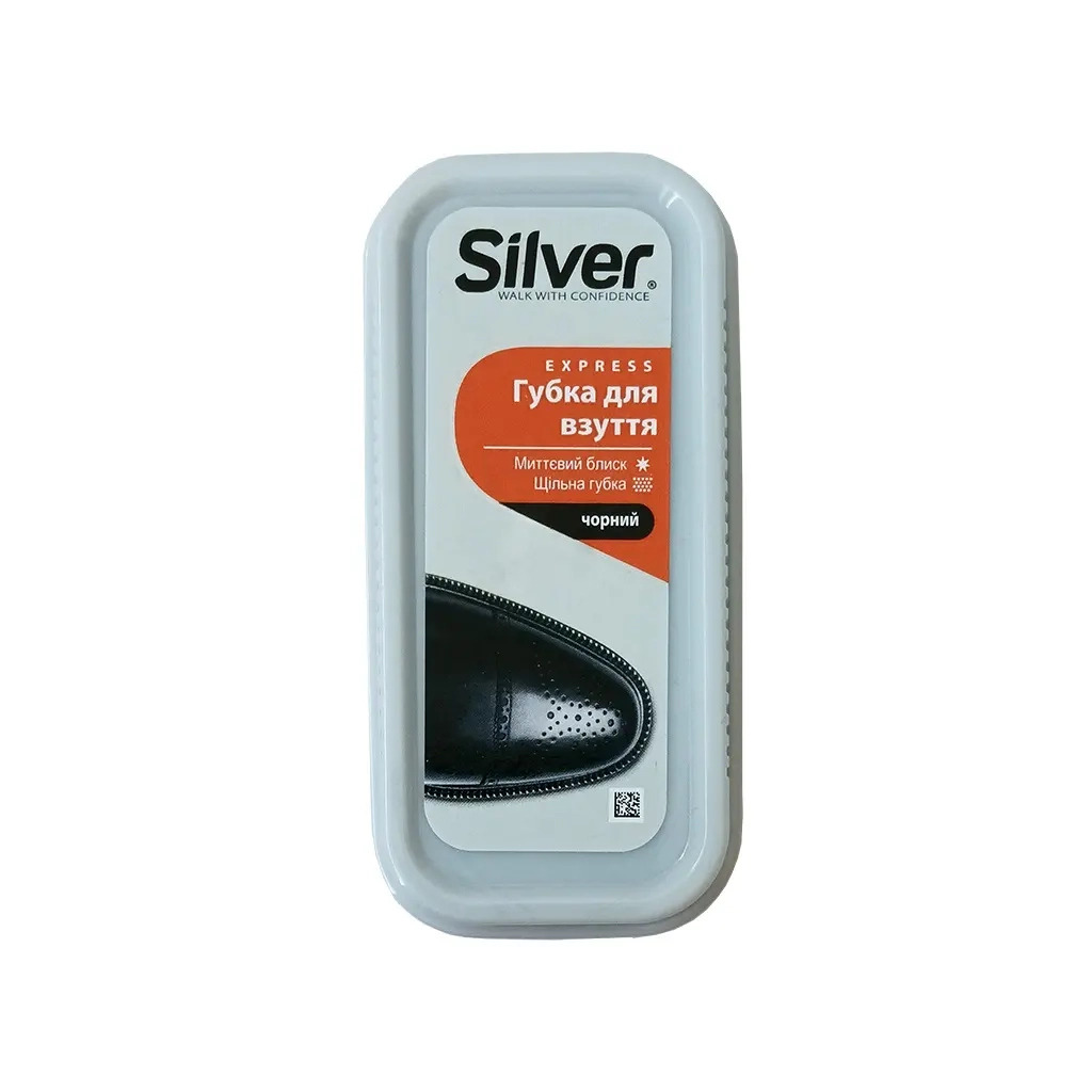Губка-блеск для обуви Silver широкая черная фото1