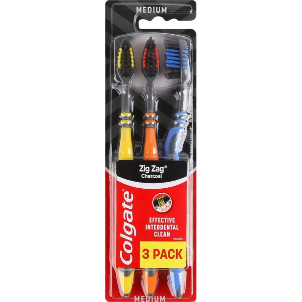 Зубная щетка Colgate Zig Zag Charcoal древесный уголь 2+1